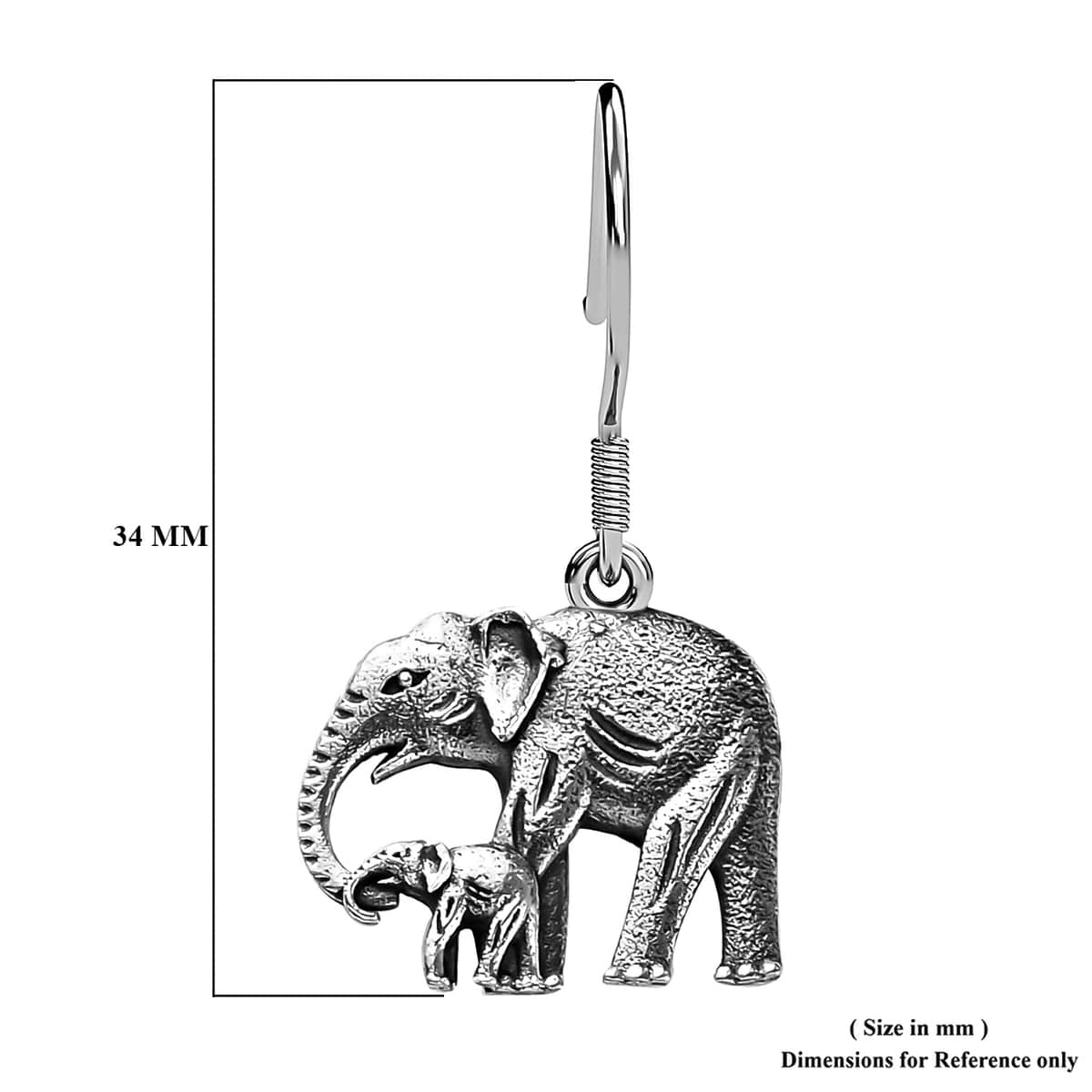 Artisan Crafted Elephant Earrings in Sterling Silver 3.71 Grams image number 6