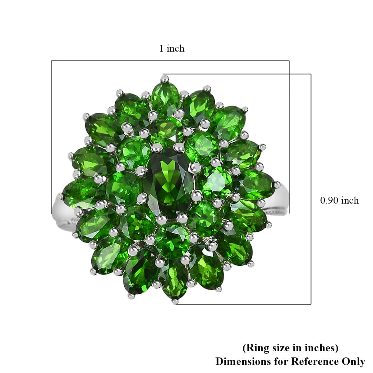 Deal of the Hour Russian Diopside Cluster Ring in Platinum Over Sterling Silver (Avg. 7.20 g) 6.05 ctw image number 5