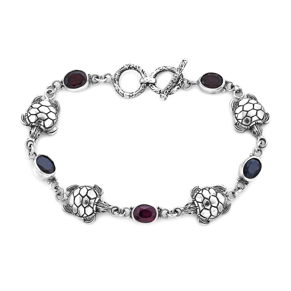 BALI LEGACY 7.75 ctw Niassa Ruby, Multi Gemstone Bracelet in Sterling Silver (7.50 In) 12.40 Grams image number 0