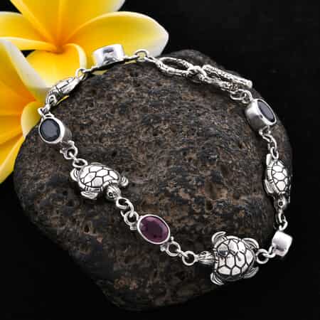 BALI LEGACY 7.75 ctw Niassa Ruby, Multi Gemstone Bracelet in Sterling Silver (7.50 In) 12.40 Grams image number 1