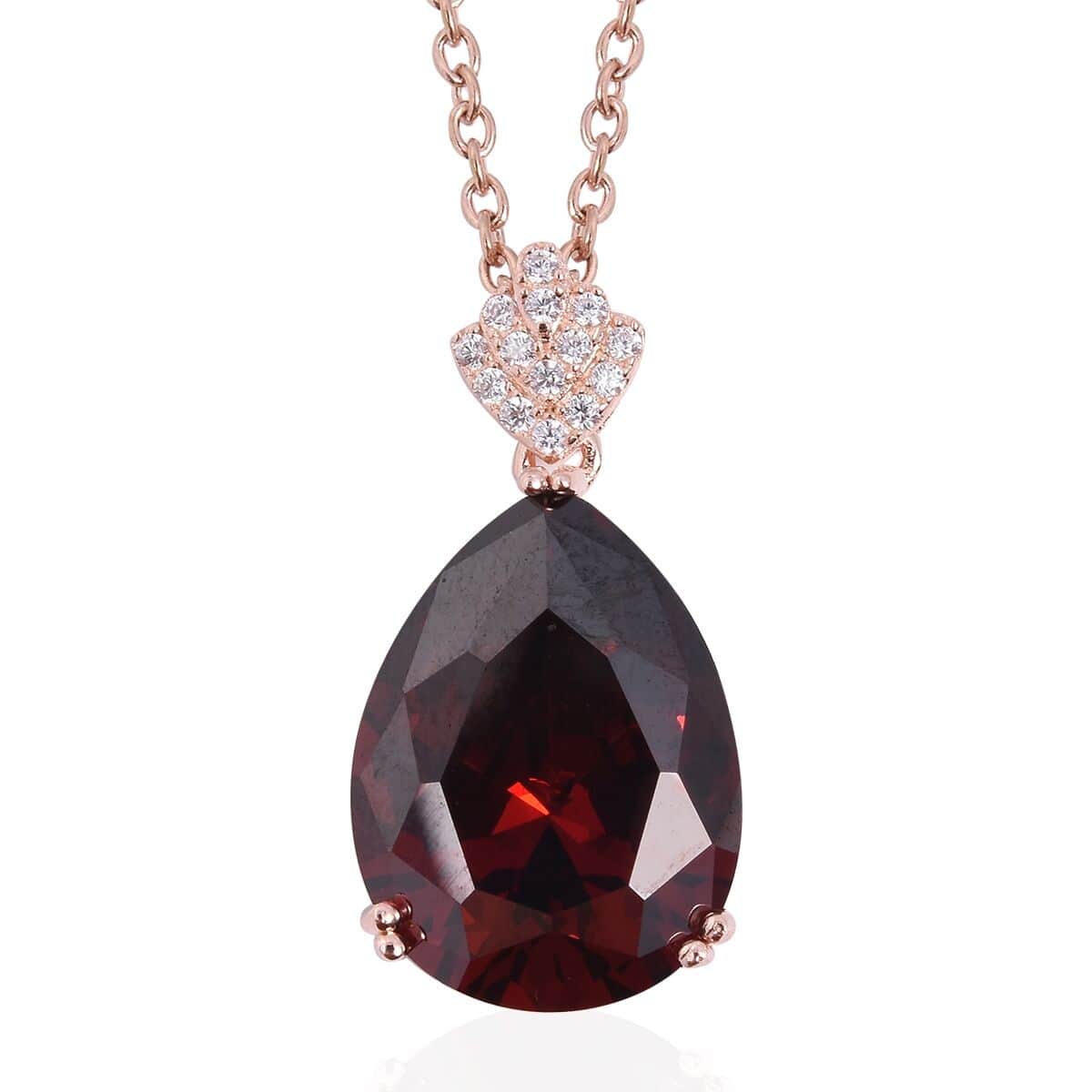 Simulated Red and White Diamond Pendant in 14K Rose Gold Over Sterling Silver with ION Plated Rose Gold Stainless Steel Necklace 20 Inches image number 0