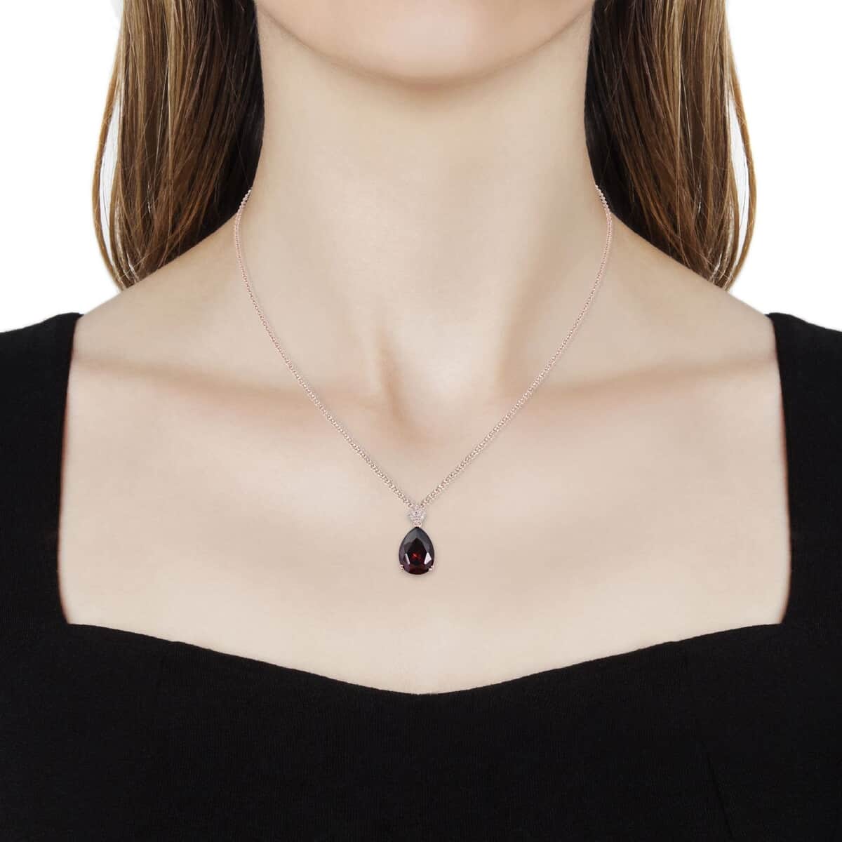 Simulated Red and White Diamond Pendant in 14K Rose Gold Over Sterling Silver with ION Plated Rose Gold Stainless Steel Necklace 20 Inches image number 2