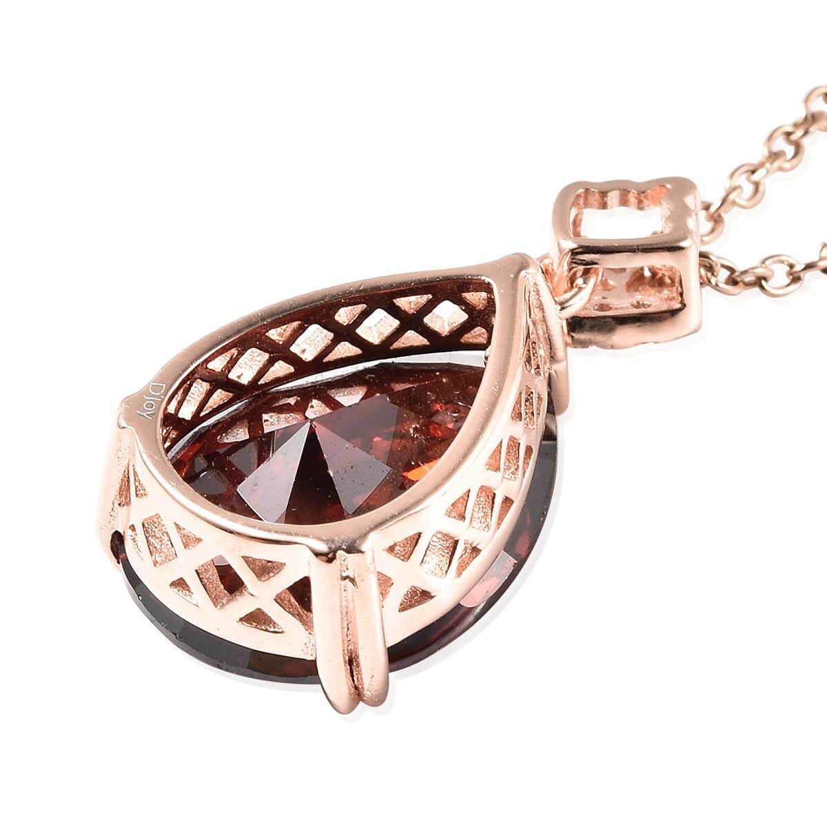 Simulated Red and White Diamond Pendant in 14K Rose Gold Over Sterling Silver with ION Plated Rose Gold Stainless Steel Necklace 20 Inches image number 4