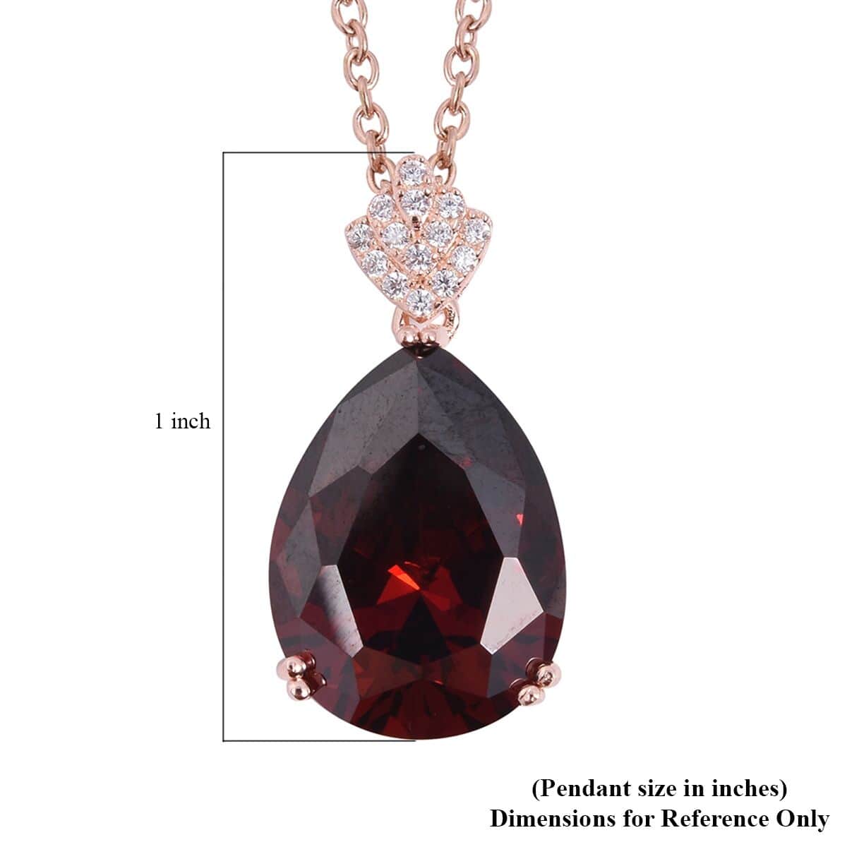 Simulated Red and White Diamond Pendant in 14K Rose Gold Over Sterling Silver with ION Plated Rose Gold Stainless Steel Necklace 20 Inches image number 5