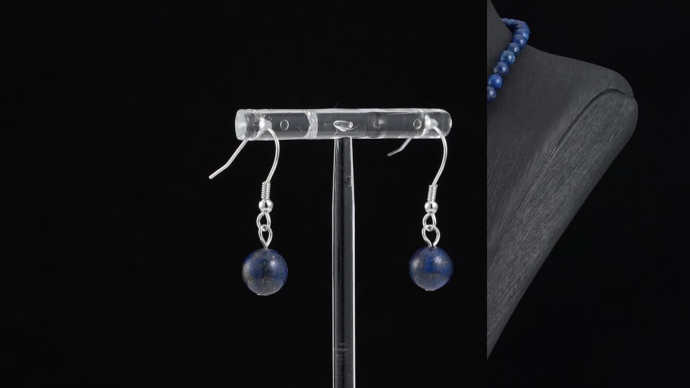 211 ctw Lapis Lazuli Beads Magnetic Clasp Necklace 18 Inch in Sterling Silver