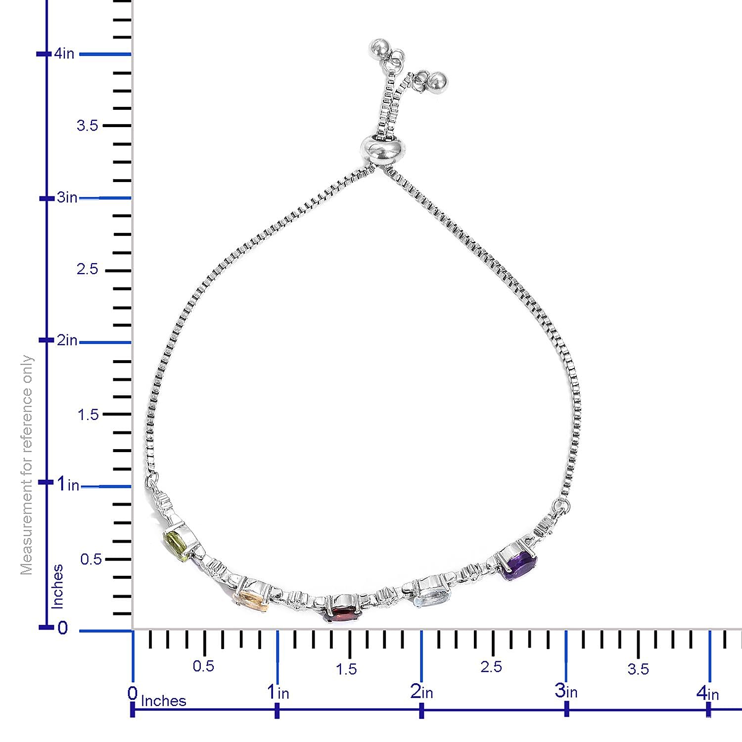 Multi Gemstone 2.50 ctw Bolo Bracelet in Stainless Steel 