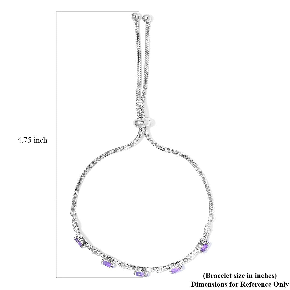 African Amethyst Bolo 2.40 ctw Bracelet in Stainless Steel
