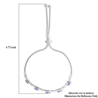 African Amethyst Bolo 2.40 ctw Bracelet in Stainless Steel