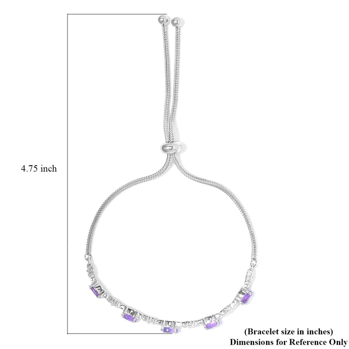 Amethyst Bolo Bracelet in Stainless Steel 2.15 ctw image number 4