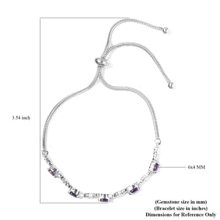 Amethyst Bolo Bracelet in Stainless Steel 2.15 ctw image number 6