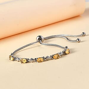 Brazilian Citrine Bolo Bracelet in Stainless Steel 2.15 ctw