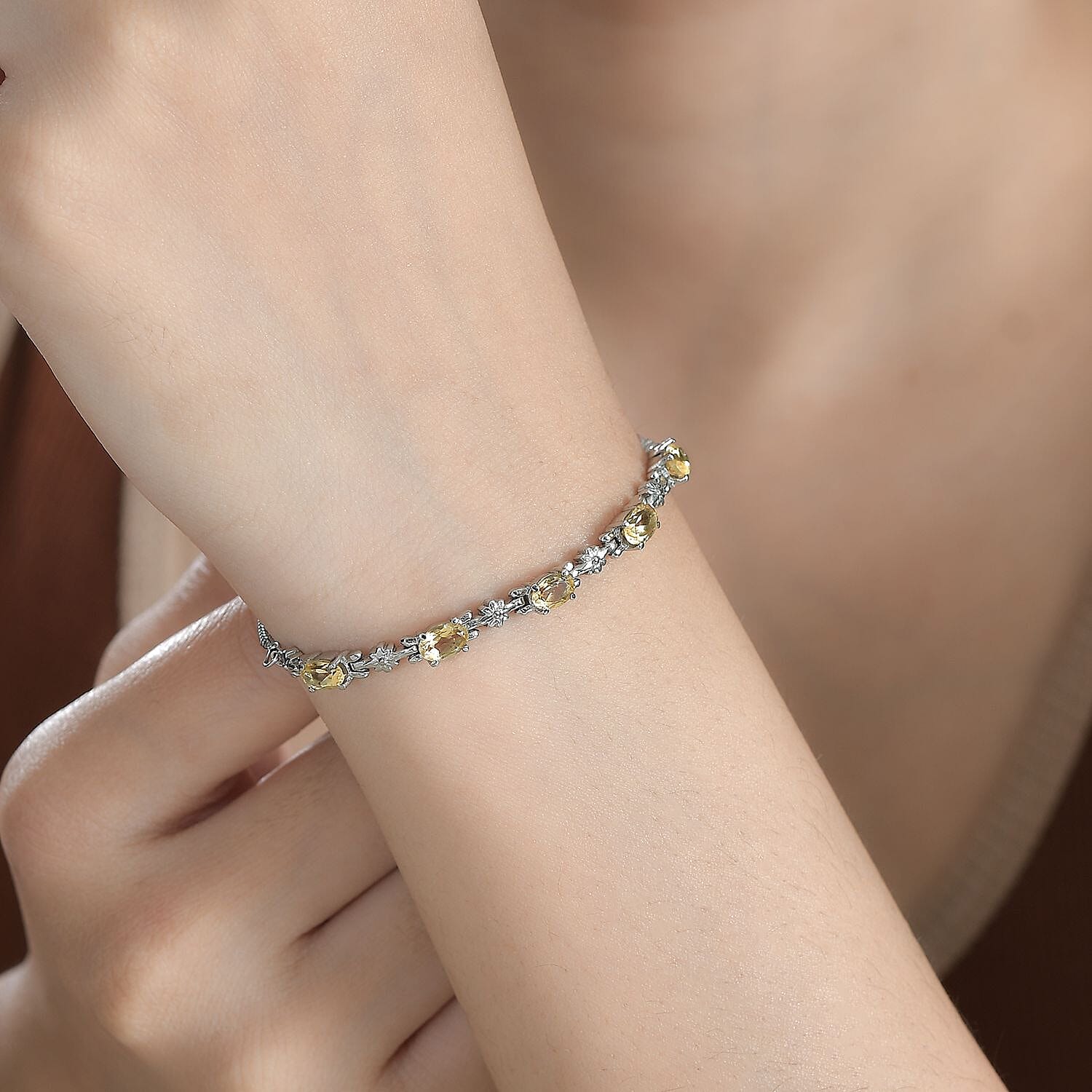 Brazilian Citrine Bolo Bracelet in Stainless Steel 2.15 ctw