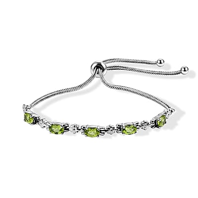 Hebei Peridot 2.20 ctw Bolo Bracelet in Stainless Steel
