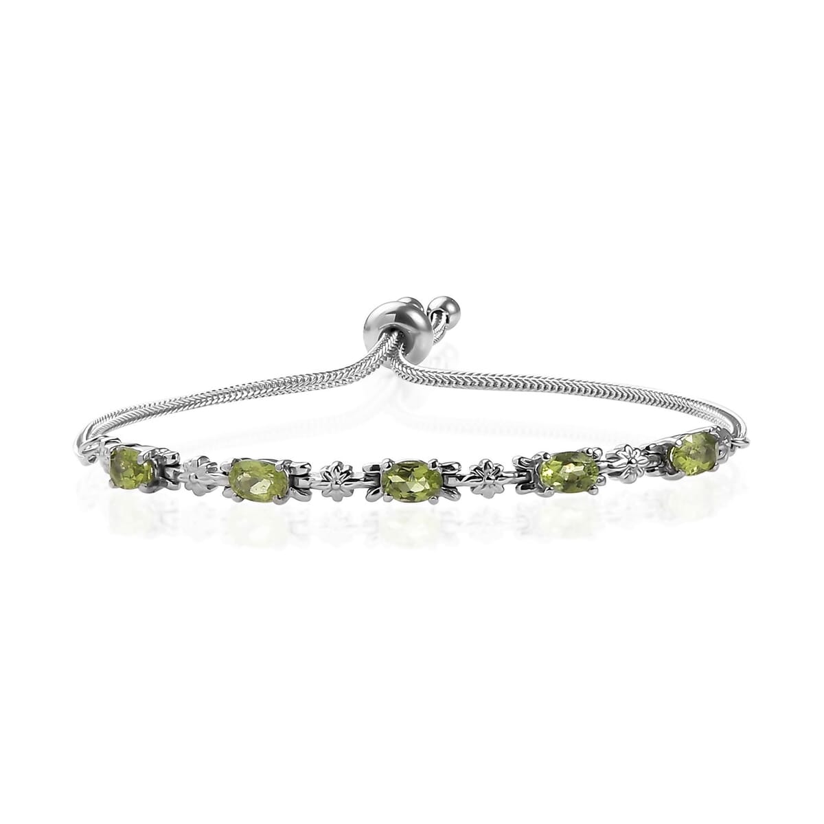 2.65 ctw Peridot Bolo Bracelet in Stainless Steel image number 0