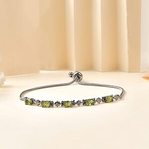 Peridot 2.50 ctw Bolo Bracelet in Stainless Steel