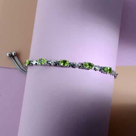 2.65 ctw Peridot Bolo Bracelet in Stainless Steel image number 1
