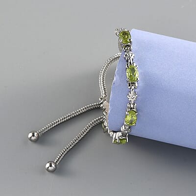 EverTrue Hebei Peridot 2.20 ctw Bolo Bracelet in Stainless Steel