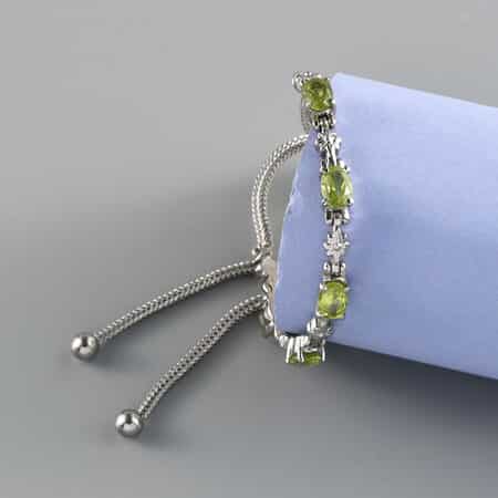 2.65 ctw Peridot Bolo Bracelet in Stainless Steel image number 2