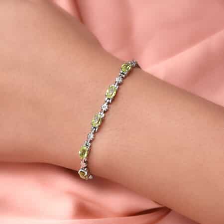 2.65 ctw Peridot Bolo Bracelet in Stainless Steel image number 3