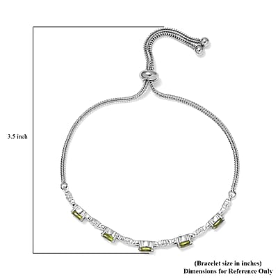 EverTrue Hebei Peridot 2.20 ctw Bolo Bracelet in Stainless Steel