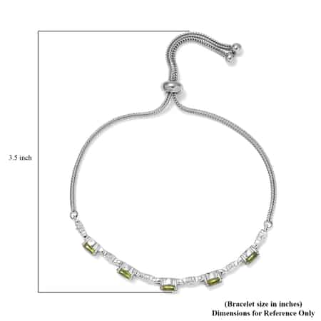 2.65 ctw Peridot Bolo Bracelet in Stainless Steel image number 6