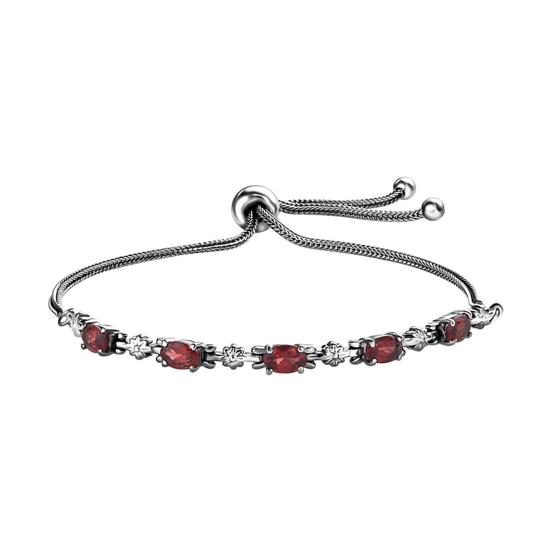 Mozambique Garnet 2.70 ctw Bolo Bracelet in Stainless Steel