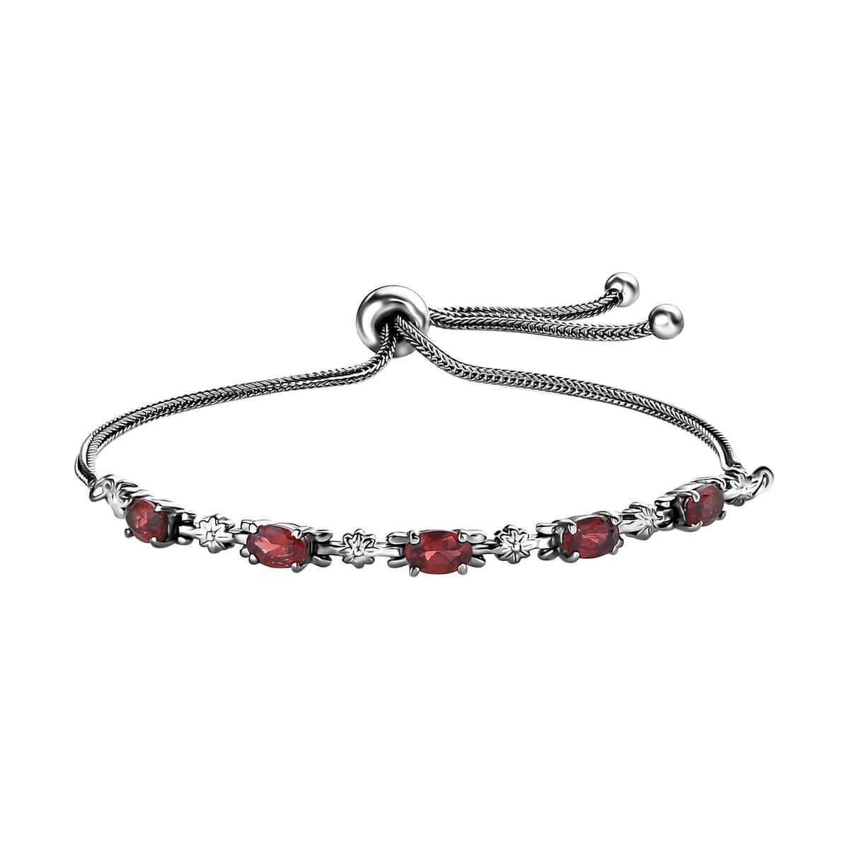 Mozambique Garnet Bolo Bracelet in Stainless Steel 2.90 ctw image number 0