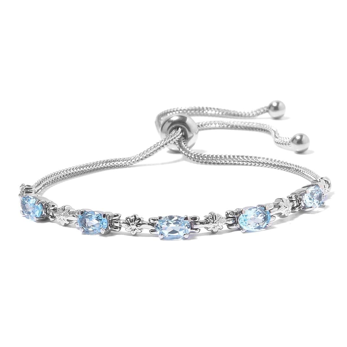 Sky Blue Topaz 2.75 ctw Bolo Bracelet in Stainless Steel image number 0