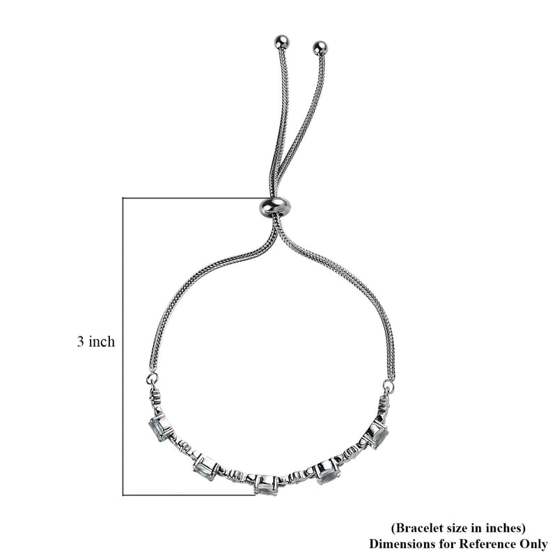 Sky Blue Topaz 2.75 ctw Bolo Bracelet in Stainless Steel