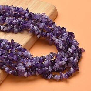 Amethyst Chips Multi Strand Necklace 18-20 Inches in Oxidized Silvertone and Stainless Steel 994.00 ctw