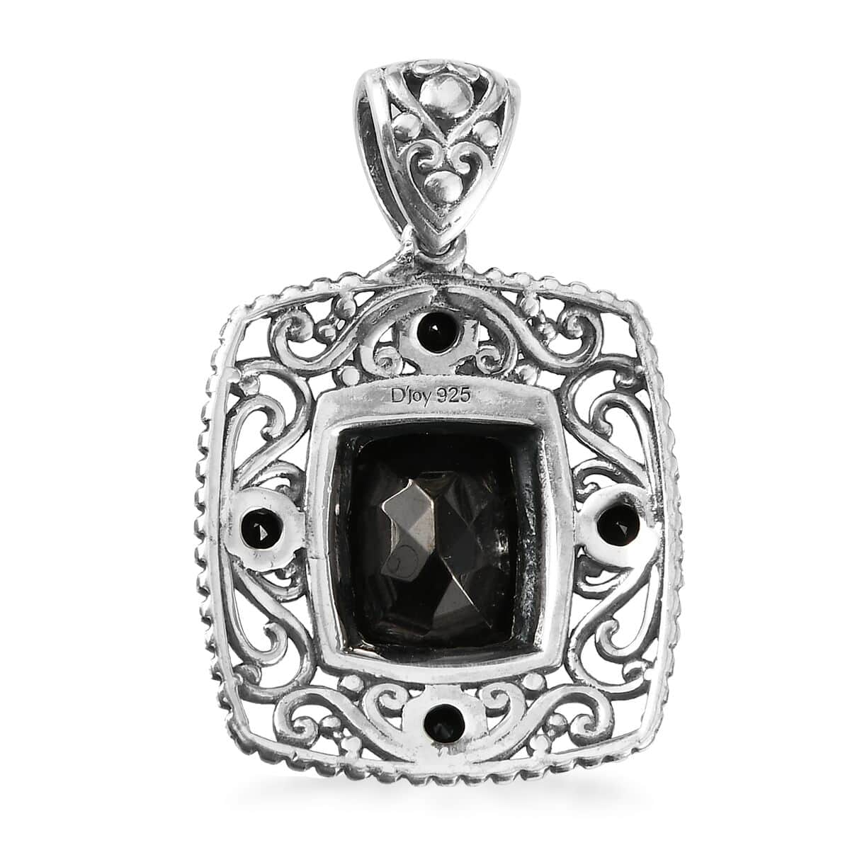 Artisan Crafted Elite Shungite and Thai Black Spinel Pendant in Sterling Silver 2.15 ctw image number 3