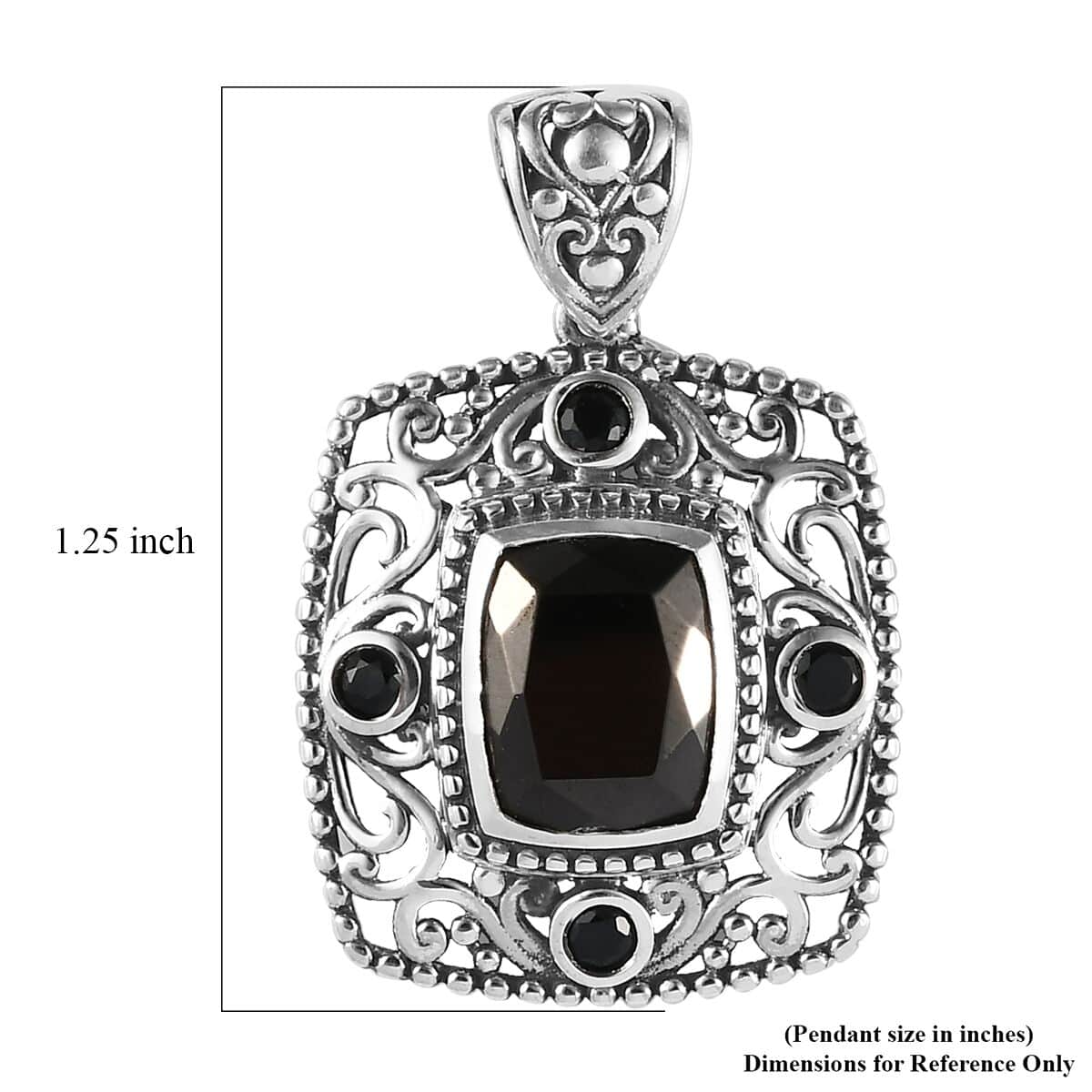 Artisan Crafted Elite Shungite and Thai Black Spinel Pendant in Sterling Silver 2.15 ctw image number 4