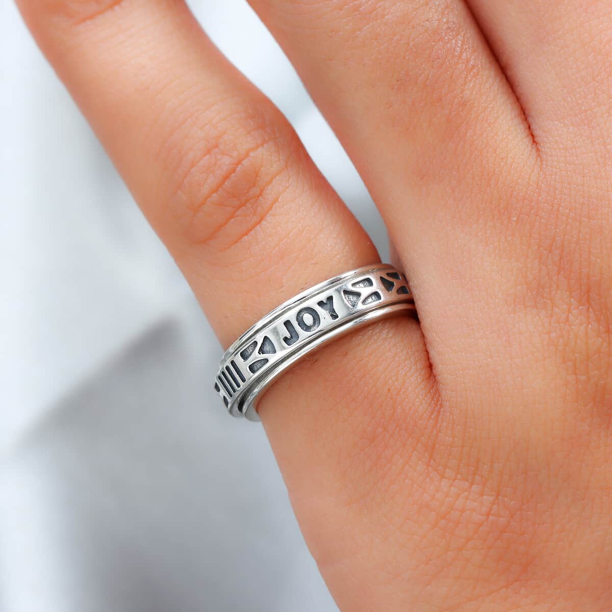 Sterling Silver Joy Spinner Ring, Promise Rings For Women, Band Rings For Gifts (Size 10.0) image number 3