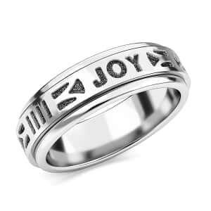 Floral Engraved Concave Spinner Ring in Sterling Silver 4.1 Grams