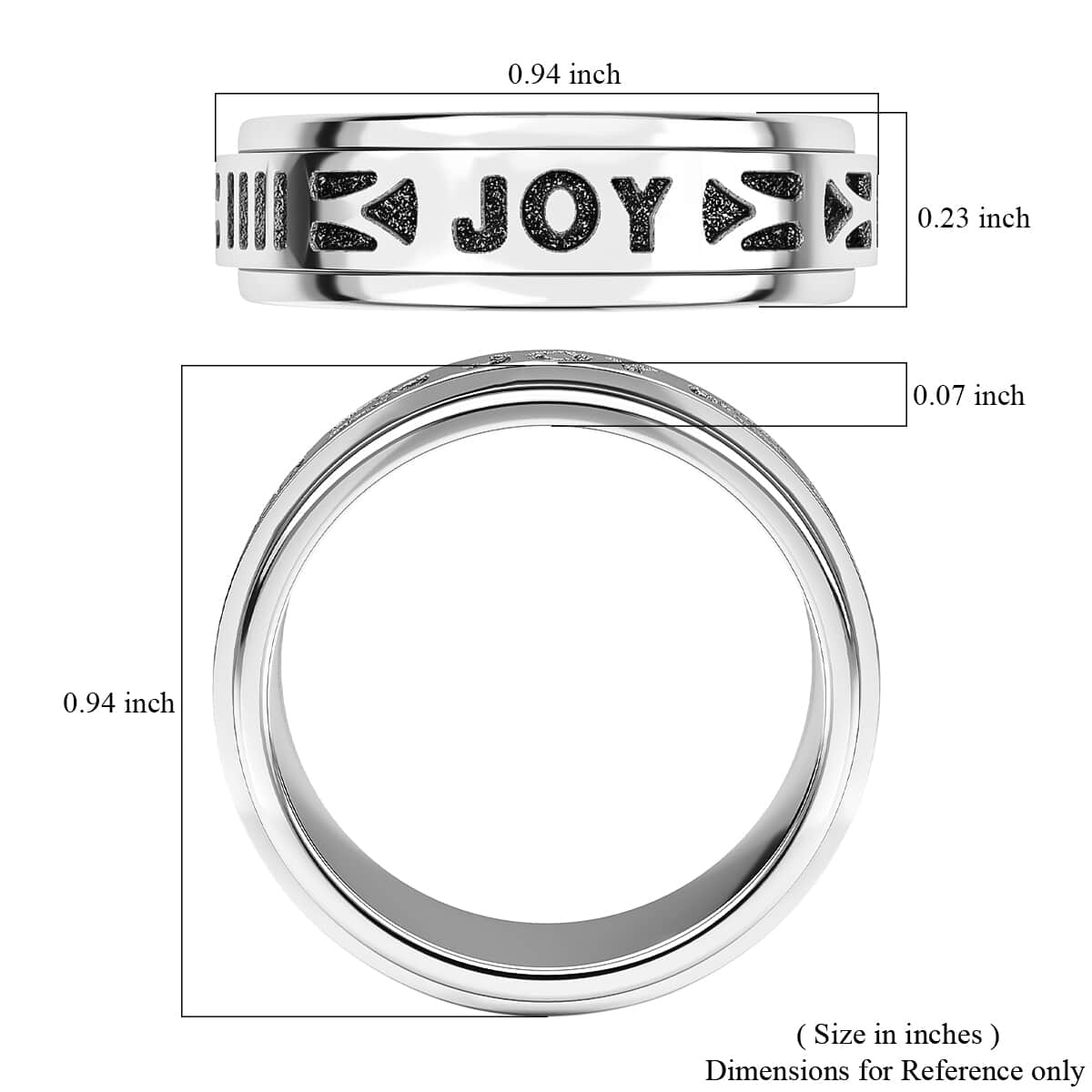Sterling Silver Joy Spinner Ring, Anxiety Ring for Women, Fidget Rings for Anxiety for Women, Stress Relieving Anxiety Ring, Promise Rings (Size 11.0) (4.35 g) image number 7