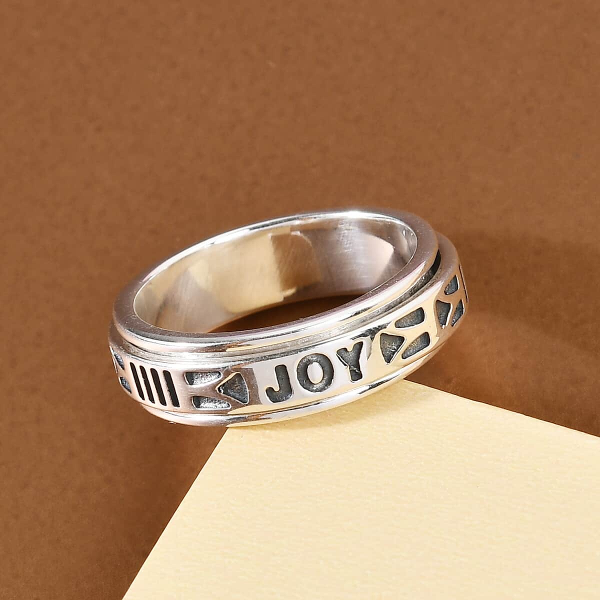 Sterling Silver Joy Spinner Ring, Anxiety Ring for Women, Fidget Rings for Anxiety for Women, Stress Relieving Anxiety Ring, Promise Rings (Size 9.0) (4.35 g) image number 1