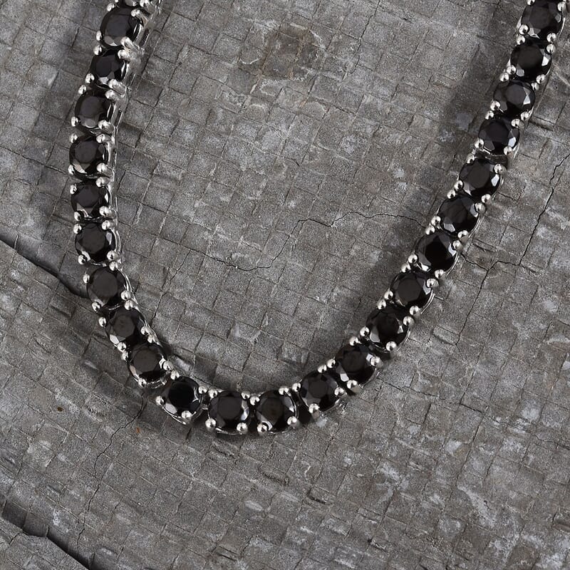 Shungite 18.00 ctw Tennis Necklace in Platinum Over Sterling Silver 18 Inches