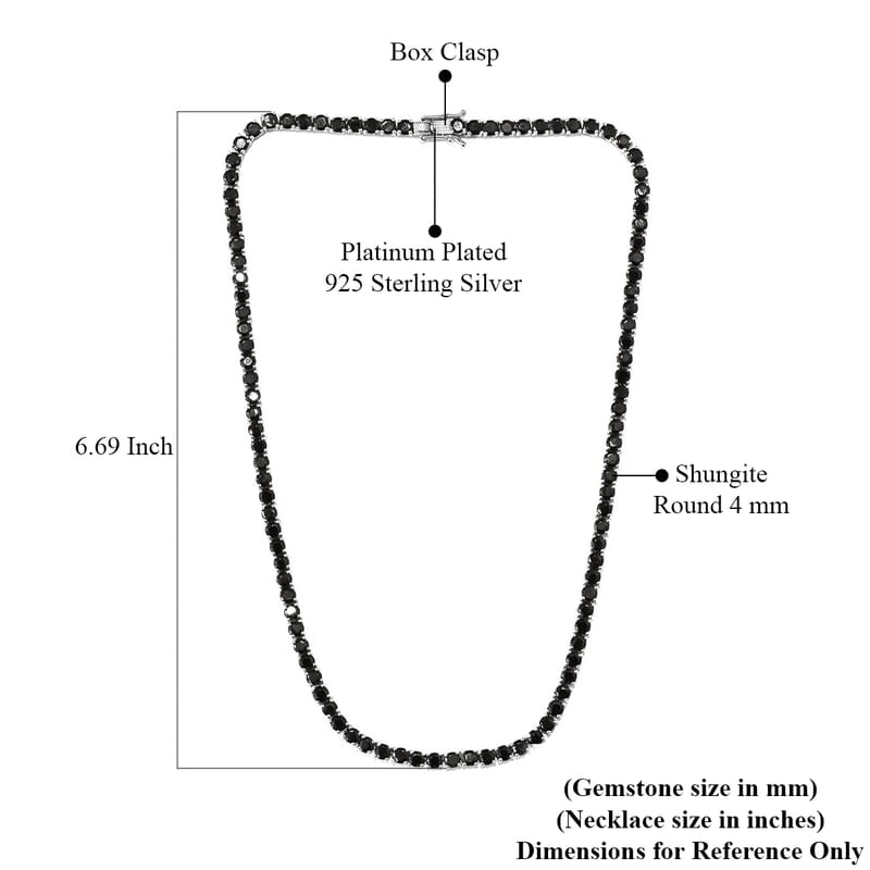 Shungite 18.00 ctw Tennis Necklace in Platinum Over Sterling Silver 18 Inches
