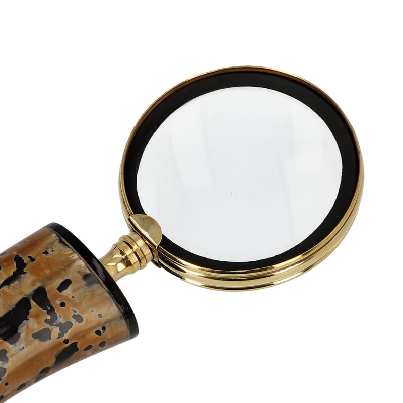 Handcrafted Goldtone 3X Magnifying Glass with Buffalo Horn Handle