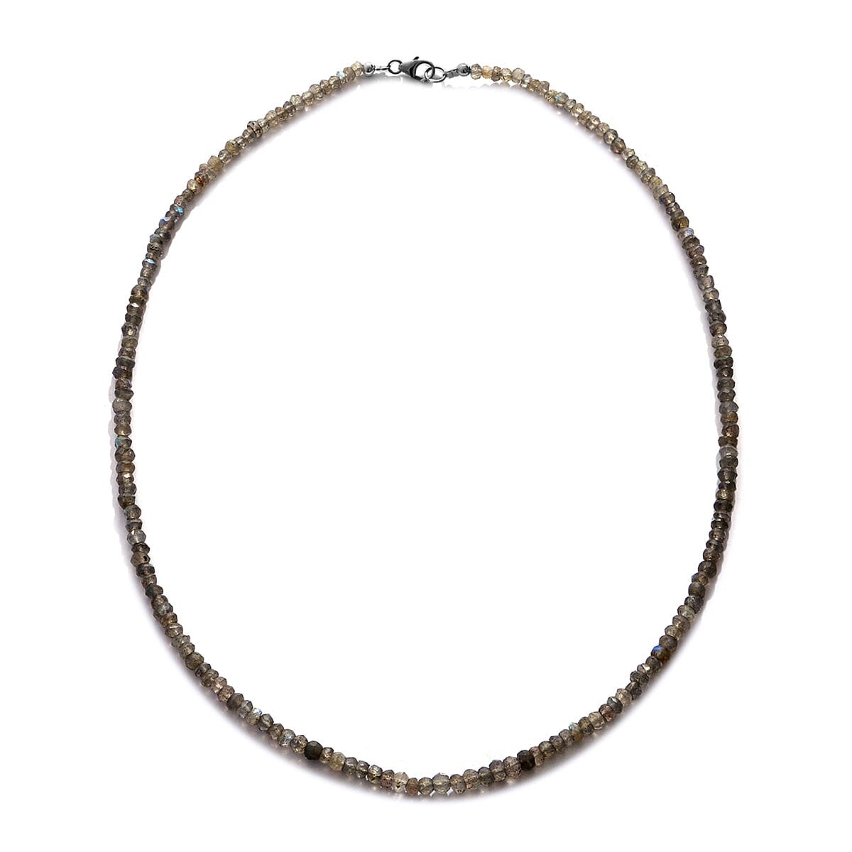 Malagasy Labradorite Beaded Necklace 18 Inches in Sterling Silver 37.00 ctw