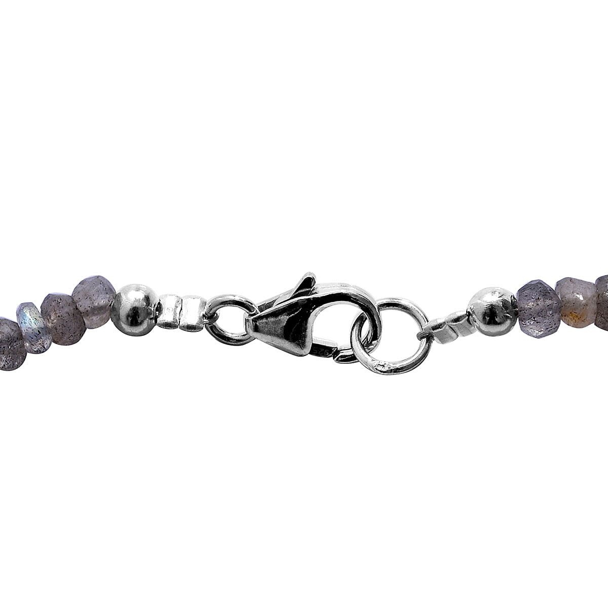 Malagasy Labradorite Beaded Necklace 18 Inches in Sterling Silver 37.00 ctw
