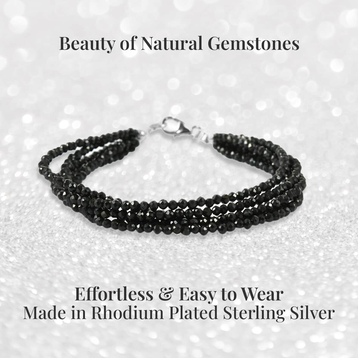 22.00 ctw Natural Thai Black Spinel Bead Diamond Cut Bracelet in Sterling Silver (7.50 In) image number 2