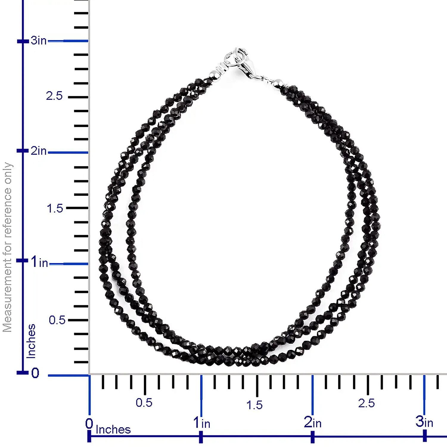 Thai Black Spinel 22.00 ctw Beaded Multi Strand Bracelet in Sterling Silver (7.50 In)