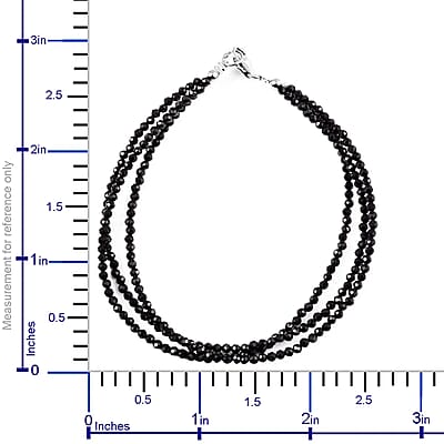 Thai Black Spinel 22.00 ctw Beaded Multi Strand Bracelet in Sterling Silver (7.50 In)