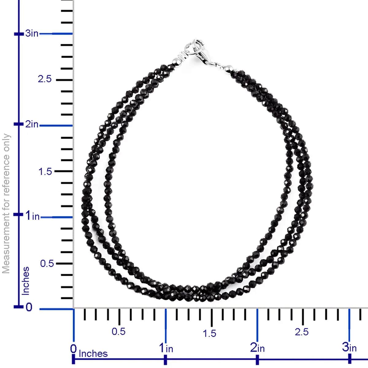 Thai Black Spinel Beaded Multi Strand Bracelet in Sterling Silver (7.50 In) 22.00 ctw image number 5