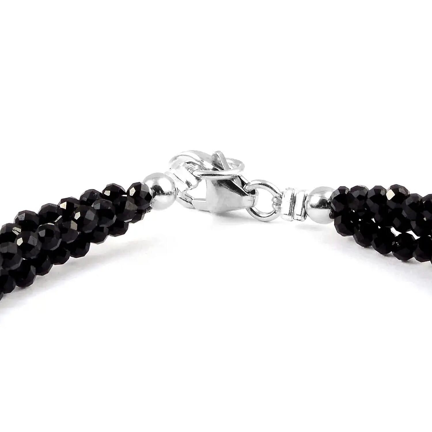 Thai Black Spinel 22.00 ctw Beaded Multi Strand Bracelet in Sterling Silver (7.50 In)