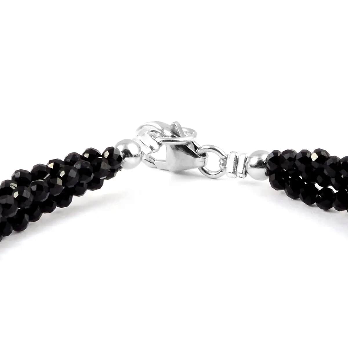 22.00 ctw Natural Thai Black Spinel Bead Diamond Cut Bracelet in Sterling Silver (7.50 In) image number 6