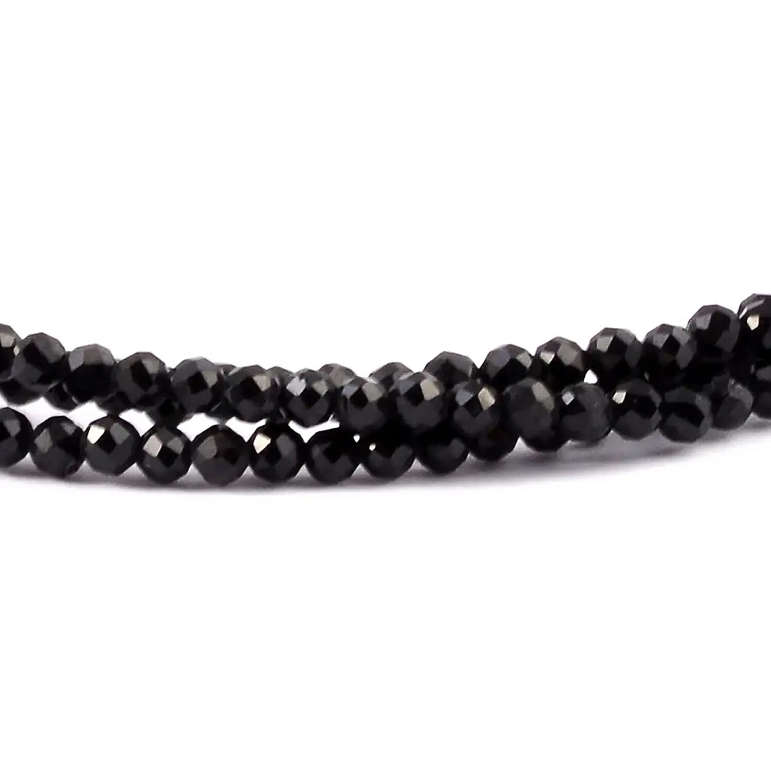 Thai Black Spinel 22.00 ctw Beaded Multi Strand Bracelet in Sterling Silver (7.50 In)