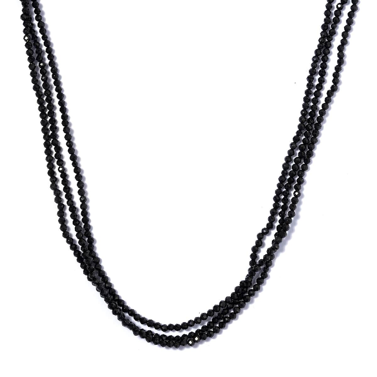50.00 ctw Natural Thai Black Spinel Beads Necklace 18 Inches in Sterling Silver image number 0