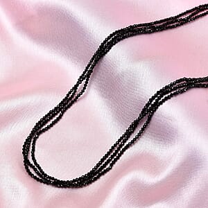 Thai Black Spinel 50.00 ctw Beaded Multi Strand Necklace 18 Inches in Sterling Silver